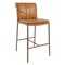 Saltoro Sherpi Iva 27 Inch Counter Stool Chair, Rolled Back, Iron, Tan Brown Leather -